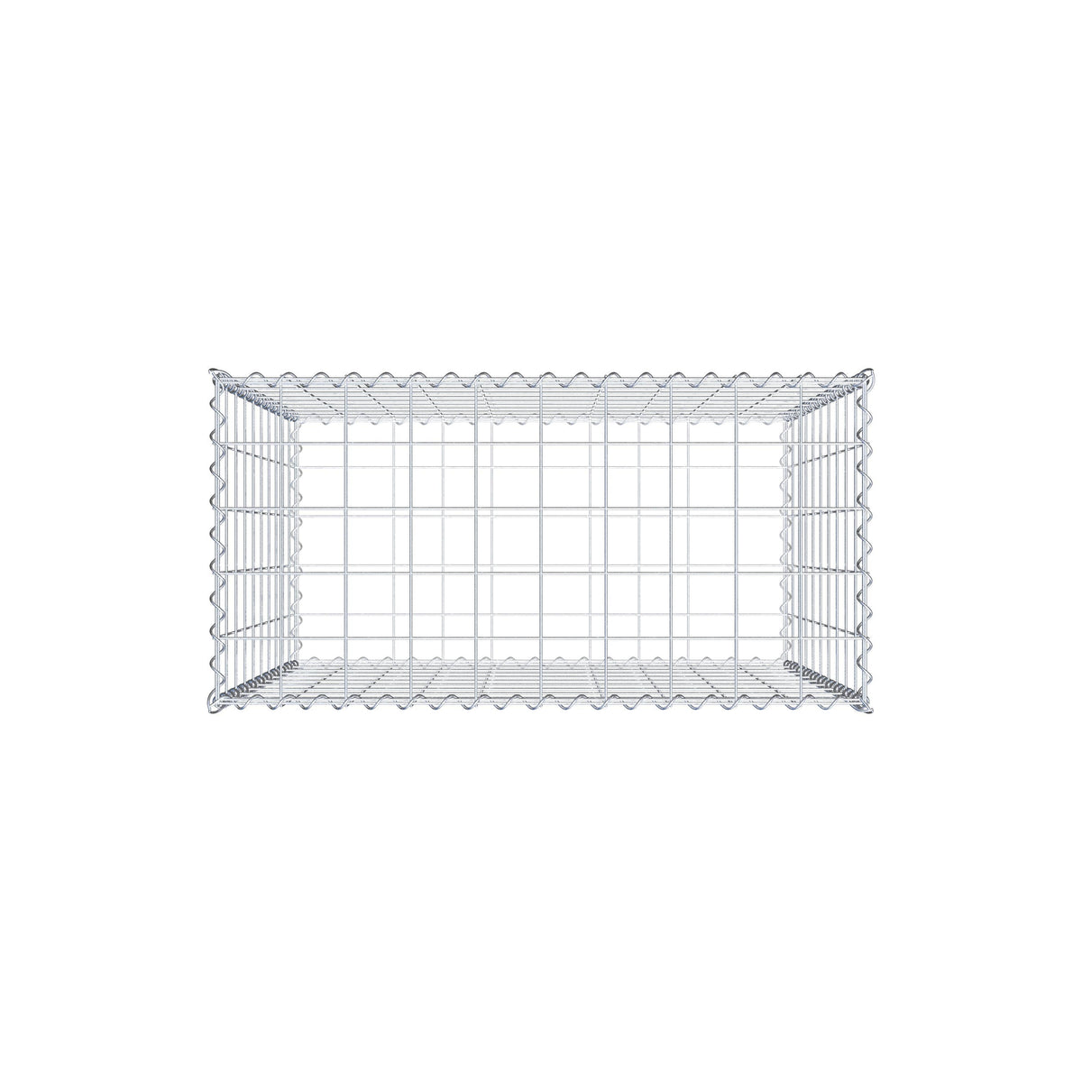 Schanskorf 100 cm x 100 cm x 50 cm (L x H x D), maaswijdte 10 cm x 10 cm, spiraalvormig