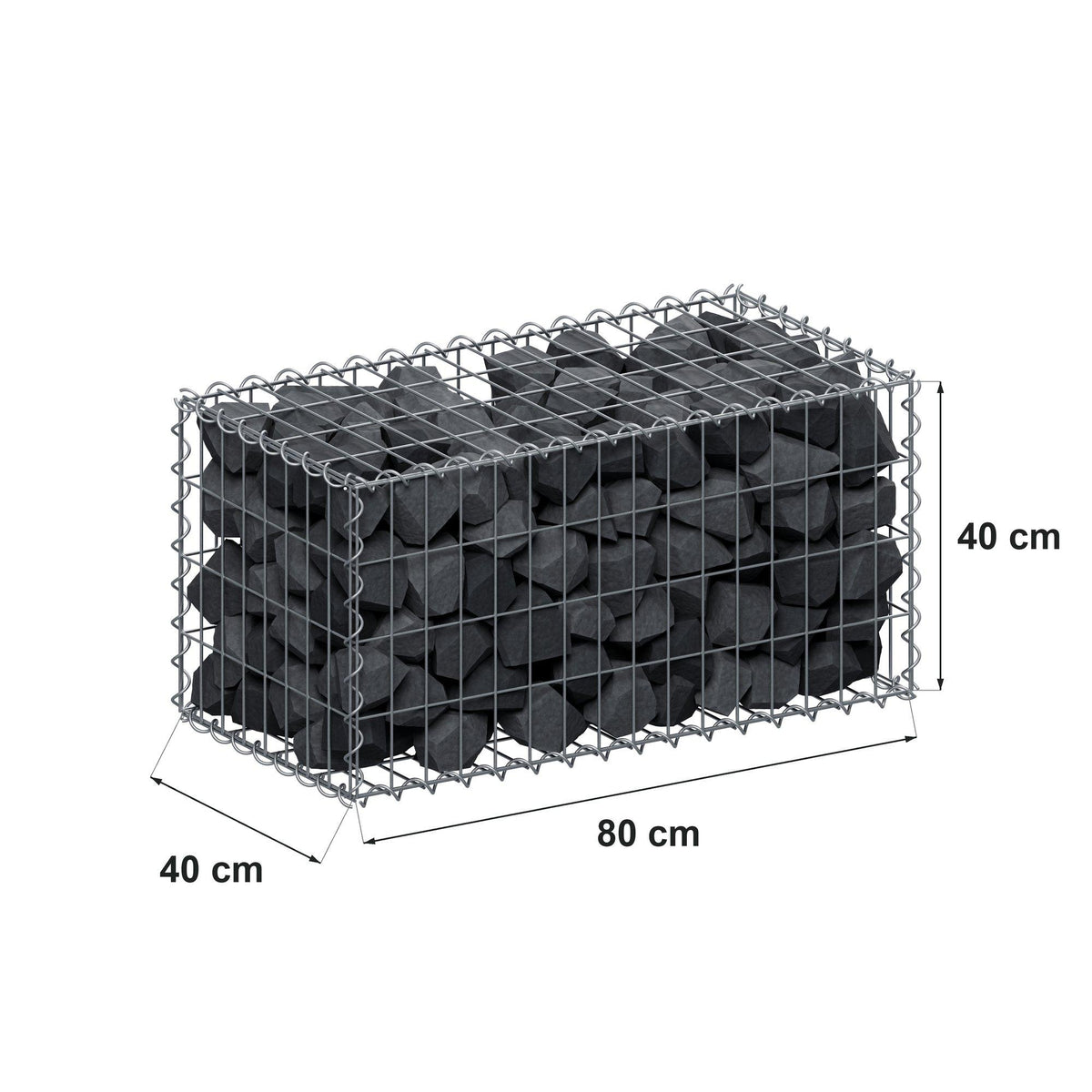 Gabion 80 cm x 40 cm x 40 cm (L x H x P), mailles 5 cm x 10 cm, spirale