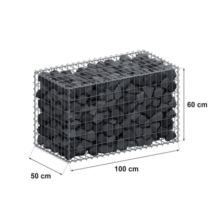 Gabion 100 cm x 60 cm x 50 cm (L x H x P), mailles 5 cm x 10 cm, spirale