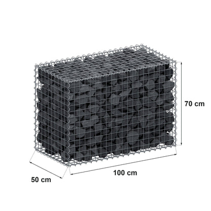 Gabione 100 cm x 70 cm x 50 cm (L x H x T), Maschenweite 5 cm x 5 cm, Spirale