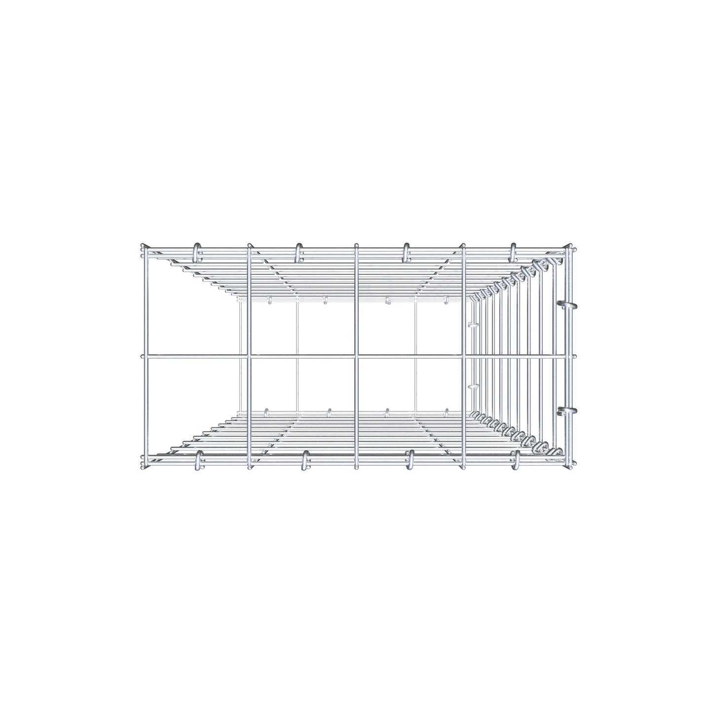 Typ 2 påbyggnadsgabion 100 cm x 40 cm x 20 cm (L x H x D), maskstorlek 10 cm x 10 cm, C-ring