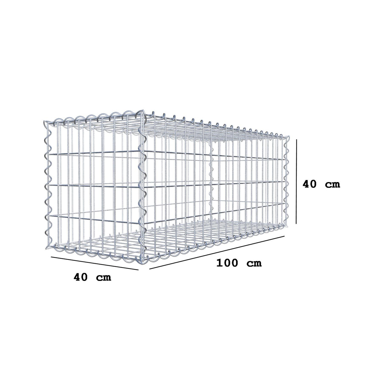 Gabbione 100 cm x 40 cm x 40 cm (L x H x P), maglia 5 cm x 10 cm, spirale
