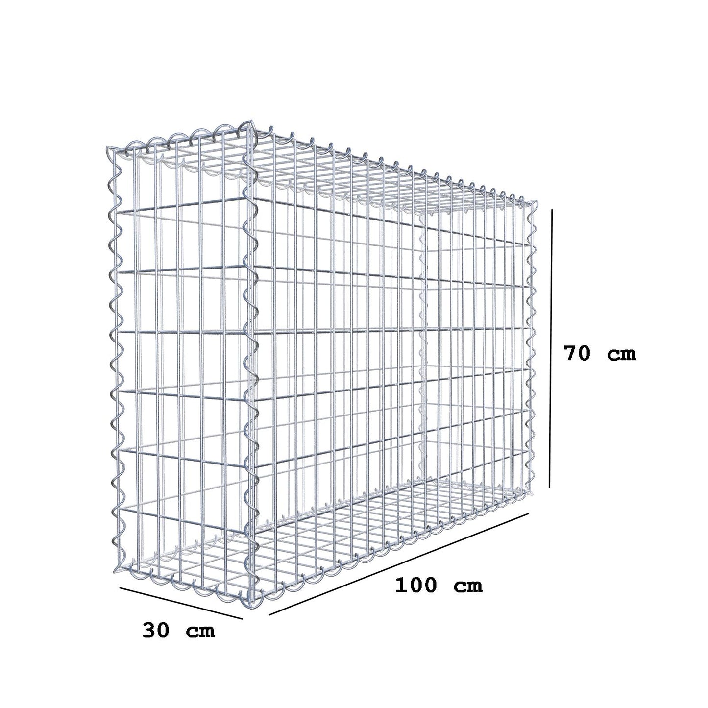 Schanskorf 100 cm x 70 cm x 30 cm (L x H x D), maaswijdte 5 cm x 10 cm, spiraal