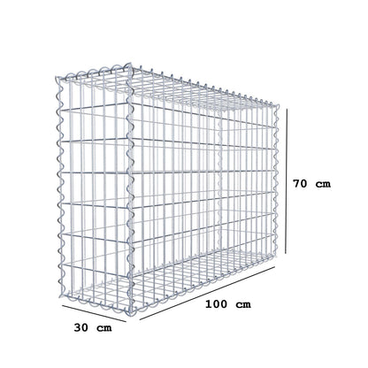 Schanskorf 100 cm x 70 cm x 30 cm (L x H x D), maaswijdte 5 cm x 10 cm, spiraal