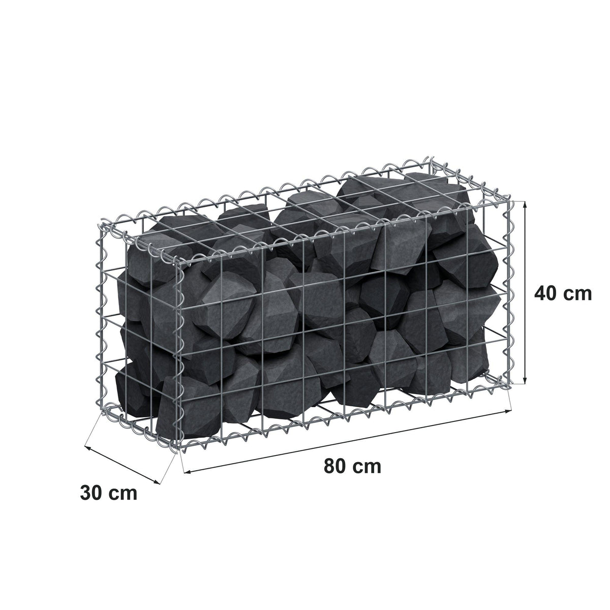 Gabion 80 cm x 40 cm x 30 cm (L x H x D), mesh size 10 cm x 10 cm, spiral