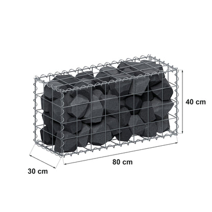 Gabion 80 cm x 40 cm x 30 cm (L x H x D), mesh size 10 cm x 10 cm, spiral