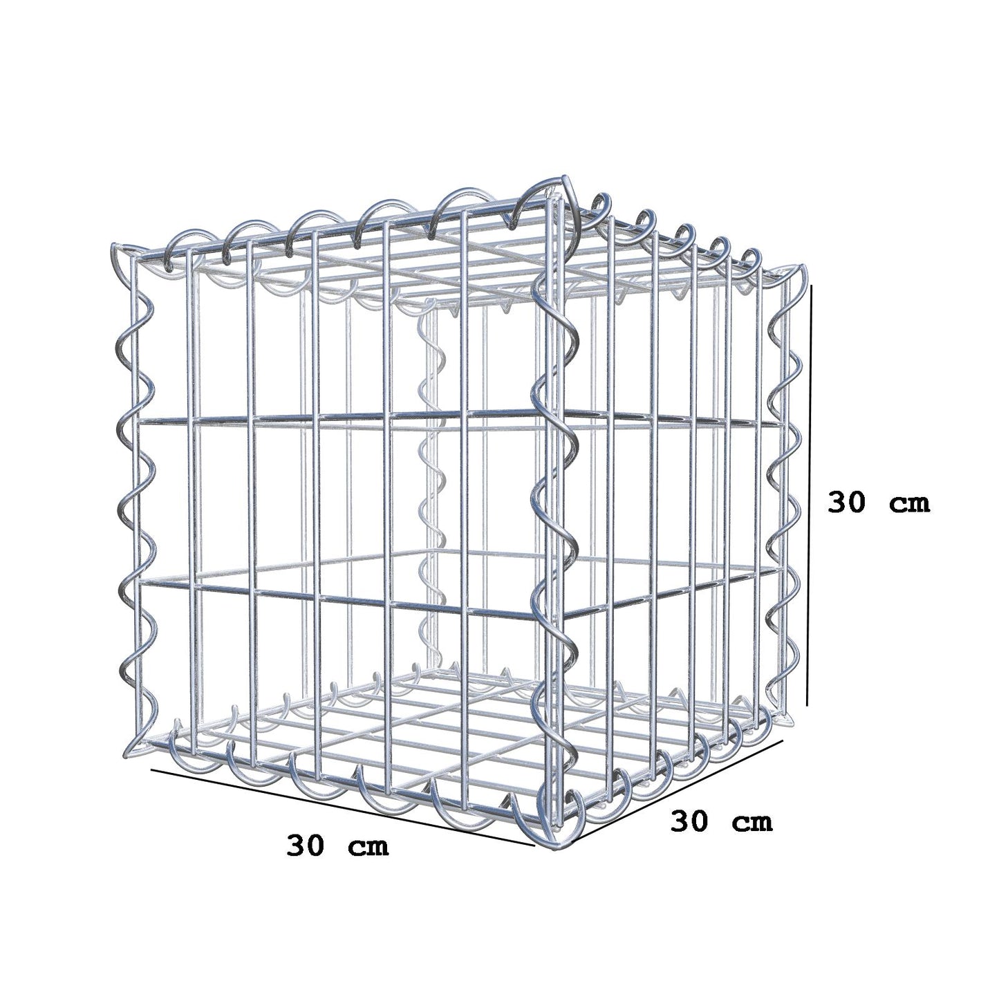 Gabione 30 cm x 30 cm x 30 cm (L x H x T), Maschenweite 5 cm x 10 cm, Spirale