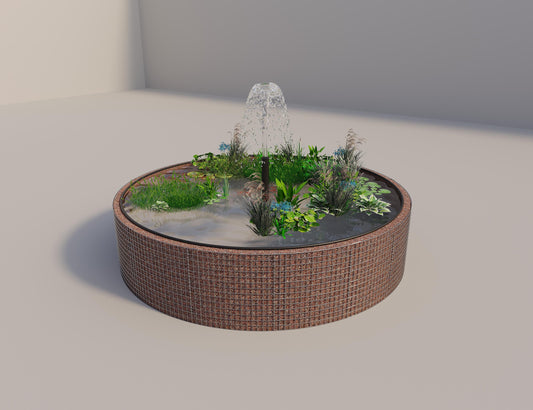 Gabionupphöjd damm rund, ytterdiameter 352 cm, höjd 80 cm, maskstorlek 5 x 5 cm, väggtjocklek 15 cm