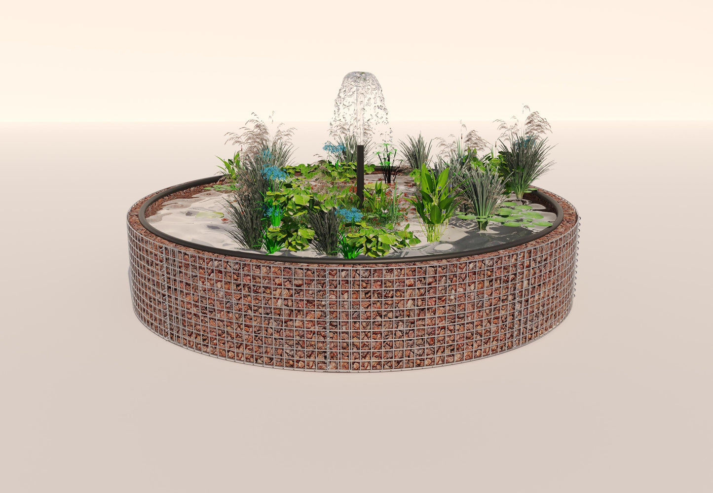 Gabion raised pond round, outer diameter 262 cm, height 50 cm, mesh size 5 x 5 cm, wall thickness 15 cm