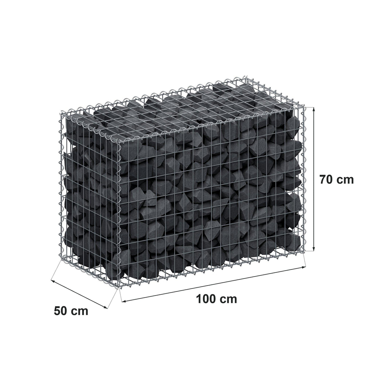 Gabione 100 cm x 70 cm x 50 cm (L x H x T), Maschenweite 5 cm x 10 cm, Spirale