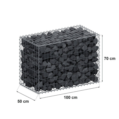 Gabione 100 cm x 70 cm x 50 cm (L x H x T), Maschenweite 5 cm x 10 cm, Spirale