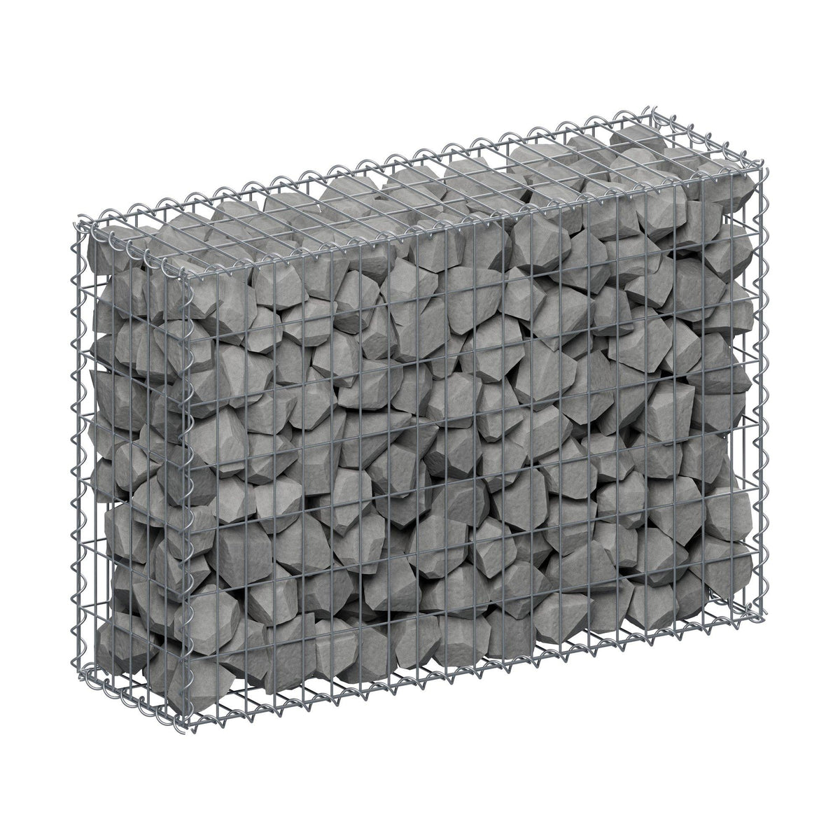 Gabião 100 cm x 70 cm x 30 cm (C x A x P), malhagem 5 cm x 10 cm, espiral