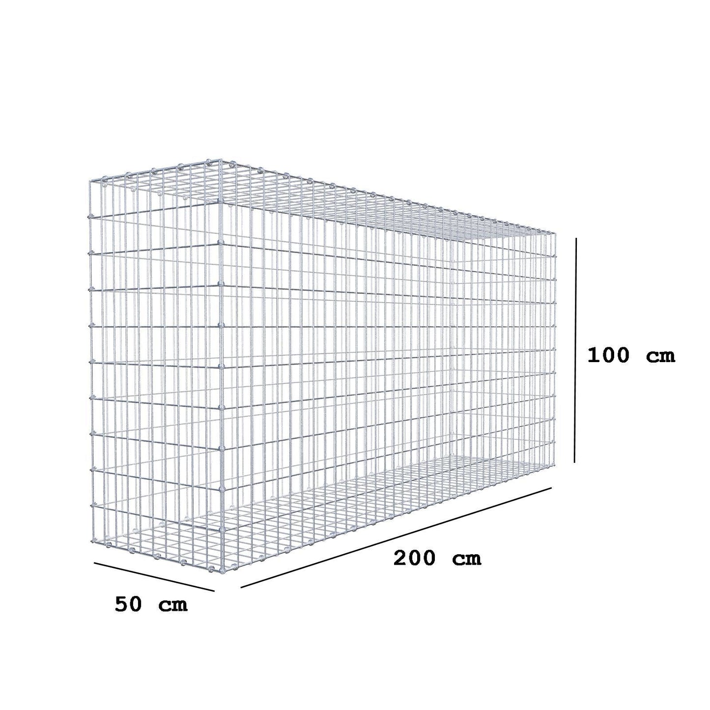 Schanskorf 200 cm x 100 cm x 50 cm (L x H x D), maaswijdte 5 x 10 cm, spiraalring