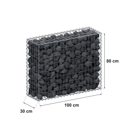 Gabion 100 cm x 80 cm x 30 cm (L x H x D), mesh size 5 cm x 10 cm, spiral