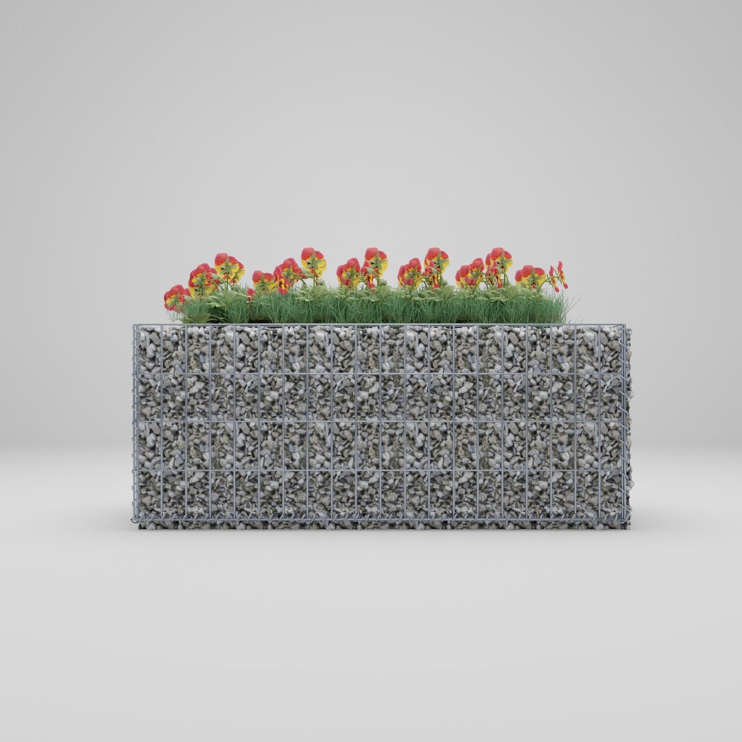 Lecho elevado rectangular 100 cm x 40 cm x 40 cm (largo x alto x fondo), malla 5 x 10 cm, espesor de pared 10 cm