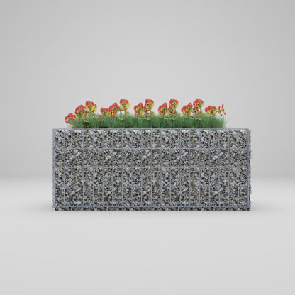 Lecho elevado rectangular 100 cm x 40 cm x 40 cm (largo x alto x fondo), malla 5 x 10 cm, espesor de pared 10 cm