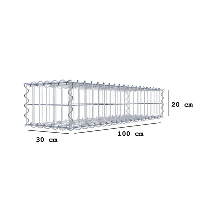 Gabion 100 cm x 20 cm x 30 cm (L x H x P), mailles 5 cm x 10 cm, spirale