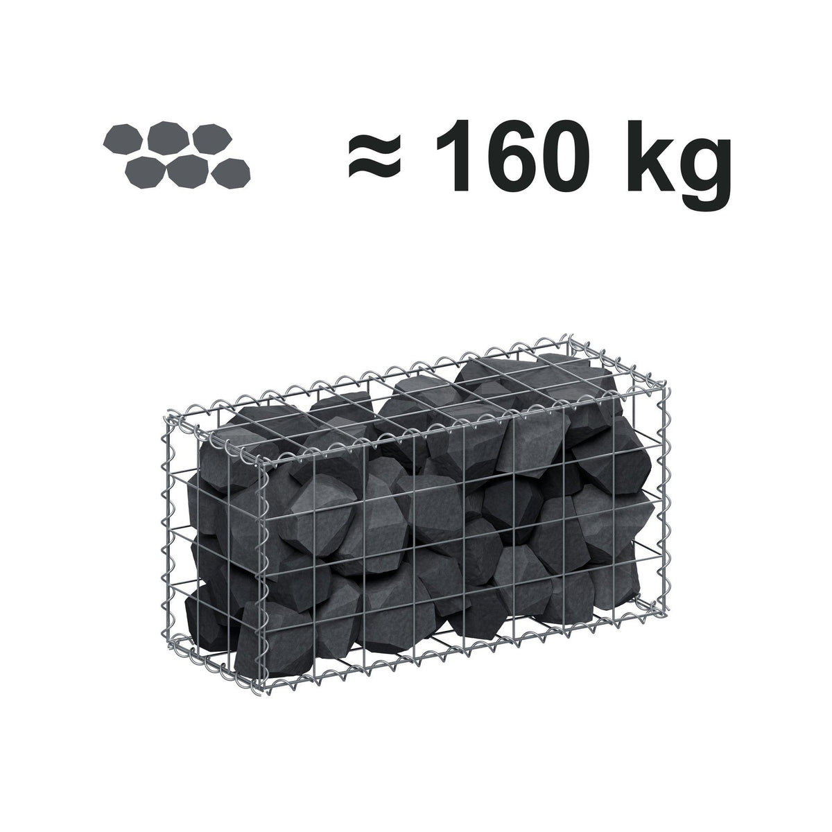 Gabion 80 cm x 40 cm x 30 cm (L x H x D), mesh size 10 cm x 10 cm, spiral