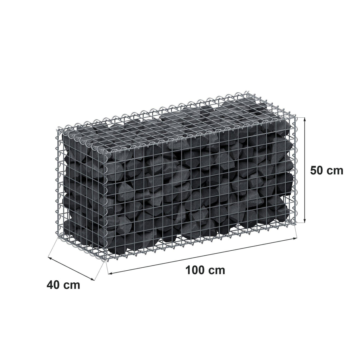 Gabion 100 cm x 50 cm x 40 cm (L x H x D), maskstorlek 5 cm x 5 cm, spiral