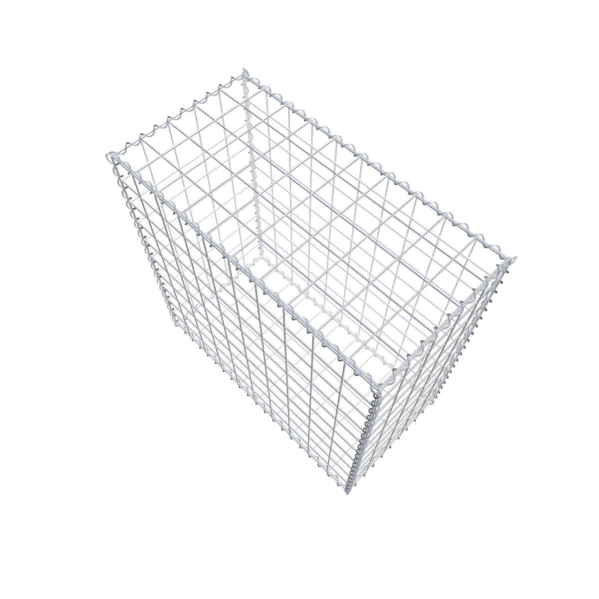 Schanskorf 100 cm x 100 cm x 50 cm (L x H x D), maaswijdte 10 cm x 10 cm, spiraalvormig