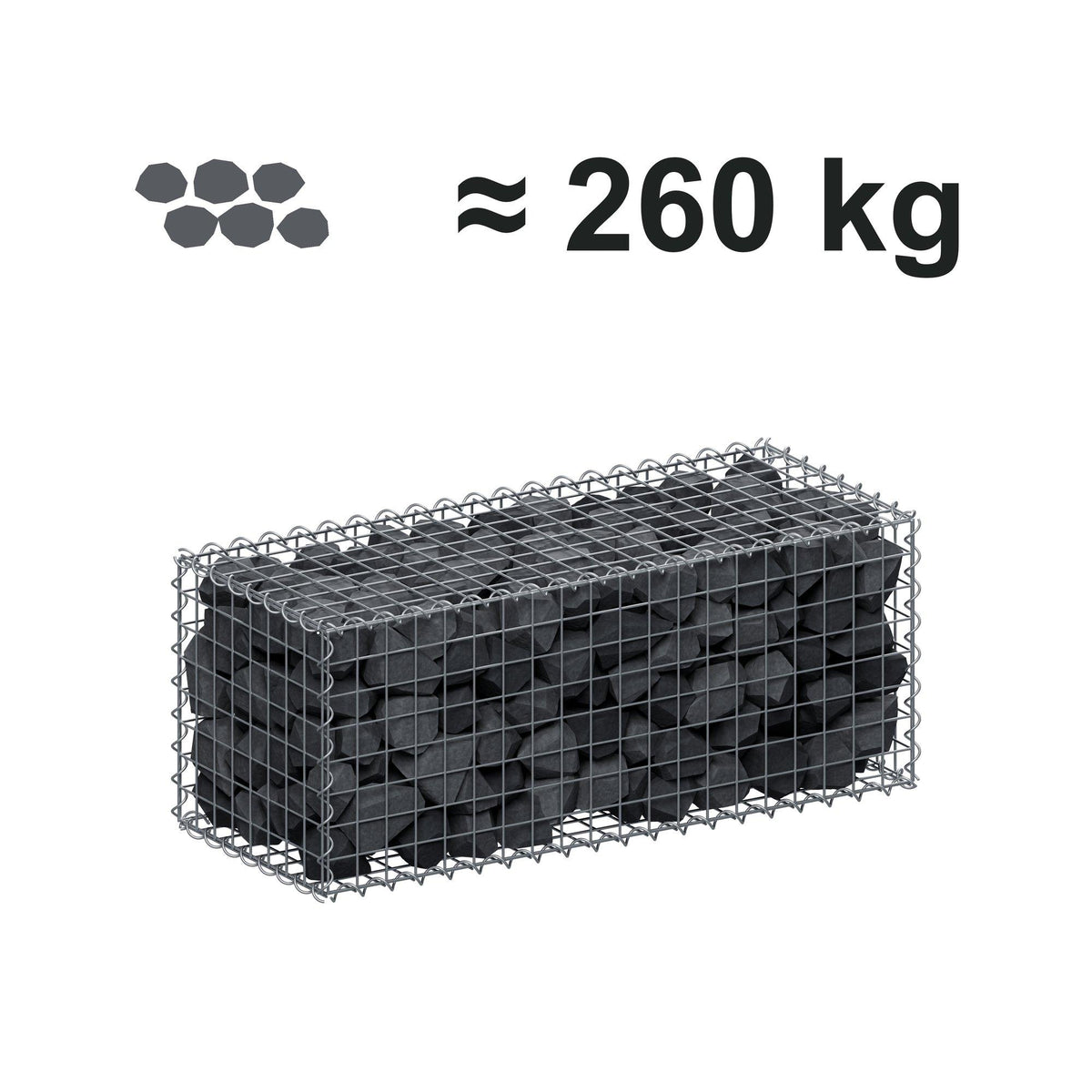 Gabion 100 cm x 40 cm x 40 cm (L x H x D), maskestørrelse 5 cm x 5 cm, spiral
