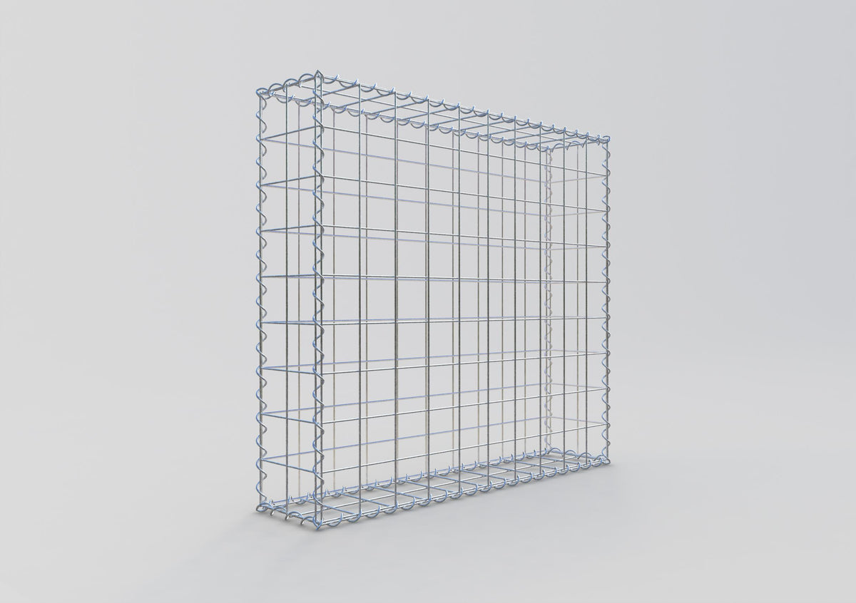 Gavión 100 cm x 90 cm x 20 cm (largo x alto x fondo), malla 10 cm x 10 cm, en espiral
