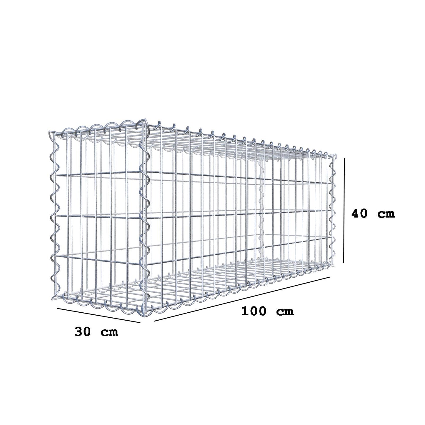 Set van 2 schanskorven 100 cm x 40 cm x 30 cm (L x H x D), maaswijdte 5 x 10 cm, spiraalvormig