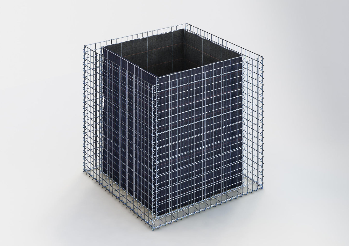 Lecho elevado rectangular 100 cm x 100 cm x 100 cm (L x A x P), malla 5 x 5 cm, espesor de pared 10 cm