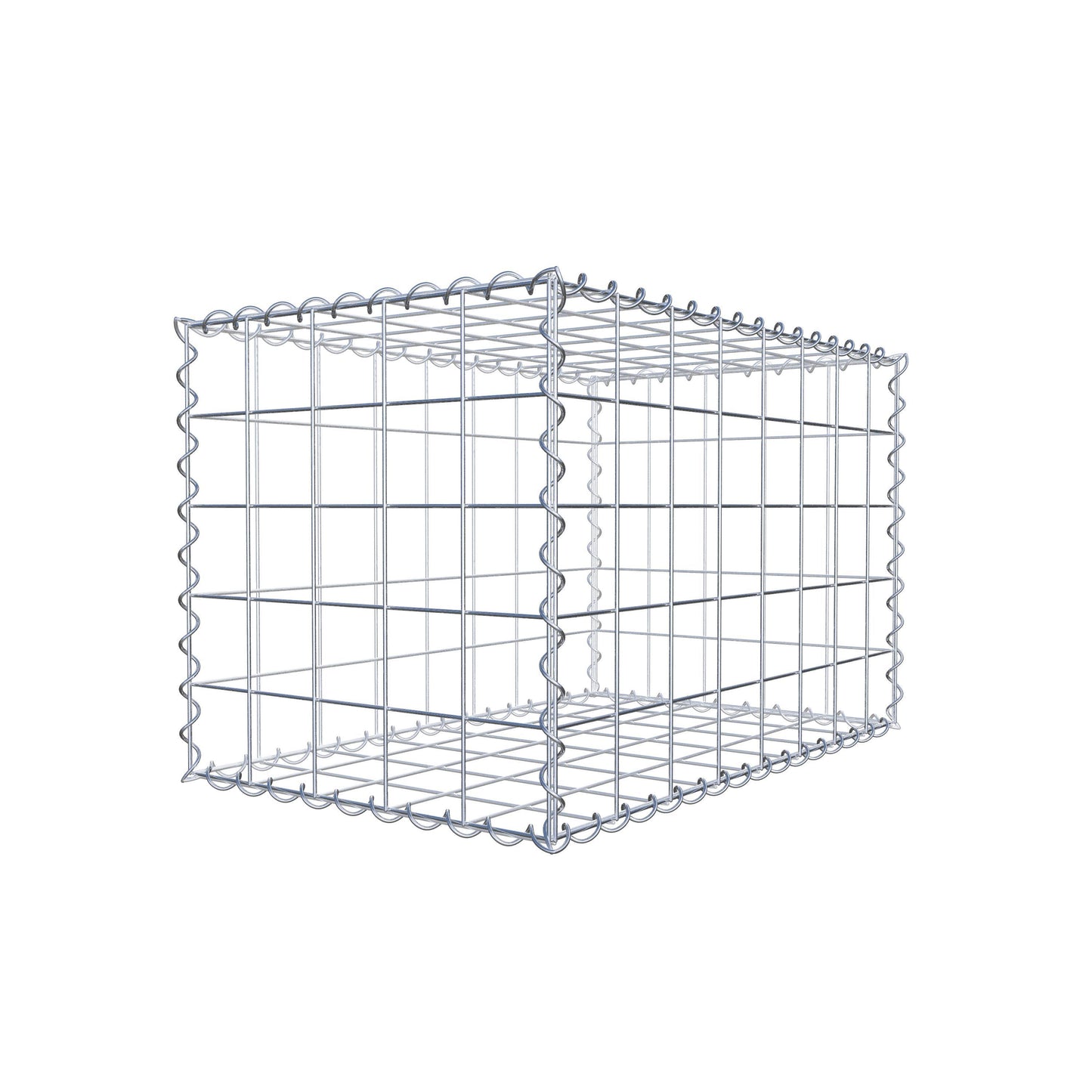Gabião 80 cm x 50 cm x 50 cm (C x A x P), malhagem 10 cm x 10 cm, espiral