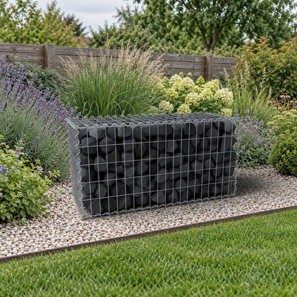 Schanskorf 100 cm x 50 cm x 40 cm (L x H x D), maaswijdte 5 cm x 10 cm, spiraalvormig
