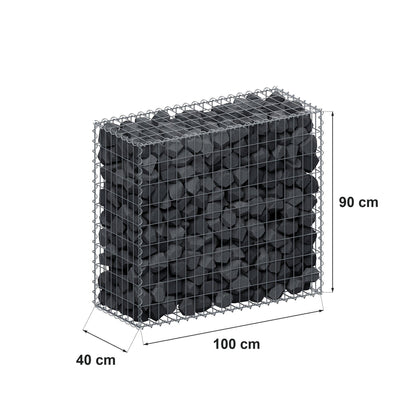 Gabione 100 cm x 90 cm x 40 cm (L x H x T), Maschenweite 5 cm x 10 cm, Spirale