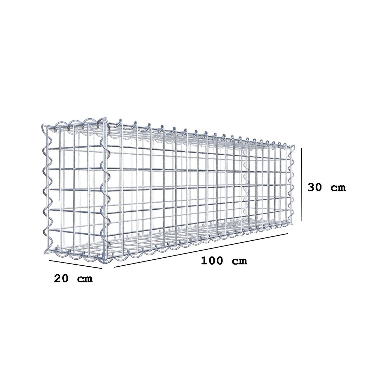 Set van 2 schanskorven 100 cm x 30 cm x 20 cm (L x H x D), maaswijdte 5 x 5 cm, spiraalvormig