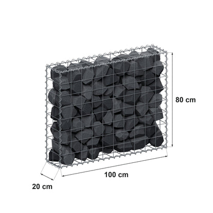 Gabione 100 cm x 80 cm x 20 cm (L x H x T), Maschenweite 10 cm x 10 cm, Spirale