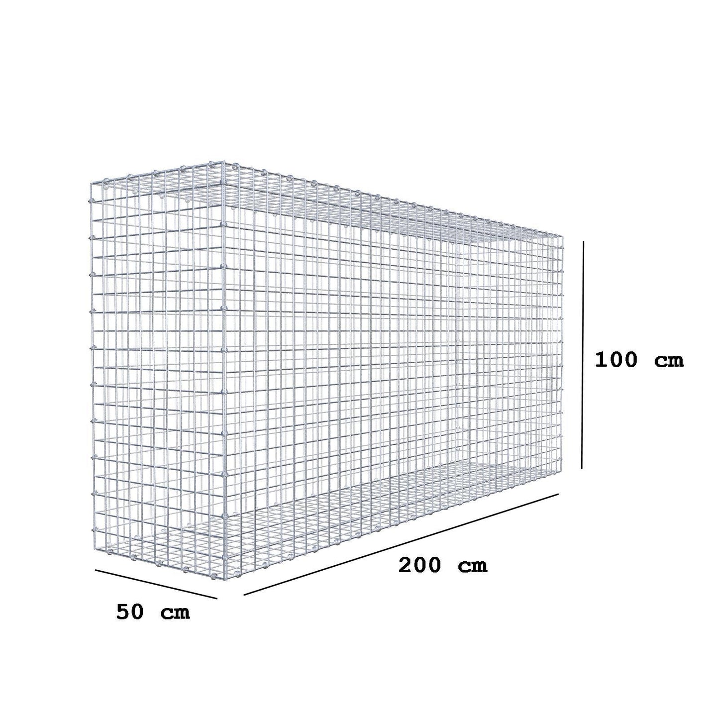 Gabion 200 cm x 100 cm x 50 cm (L x H x P), mailles 5 x 5 cm, anneau en spirale