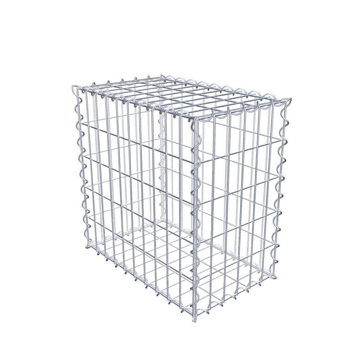 Gabião 50 cm x 50 cm x 30 cm (C x A x P), malhagem 5 cm x 10 cm, espiral