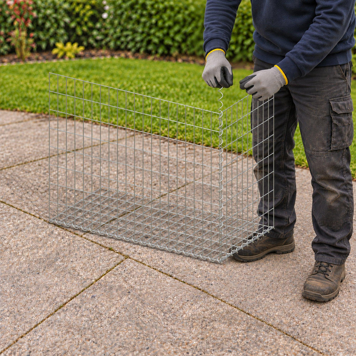Gabion 100 cm x 80 cm x 50 cm (L x H x D), mesh size 5 cm x 10 cm, spiral