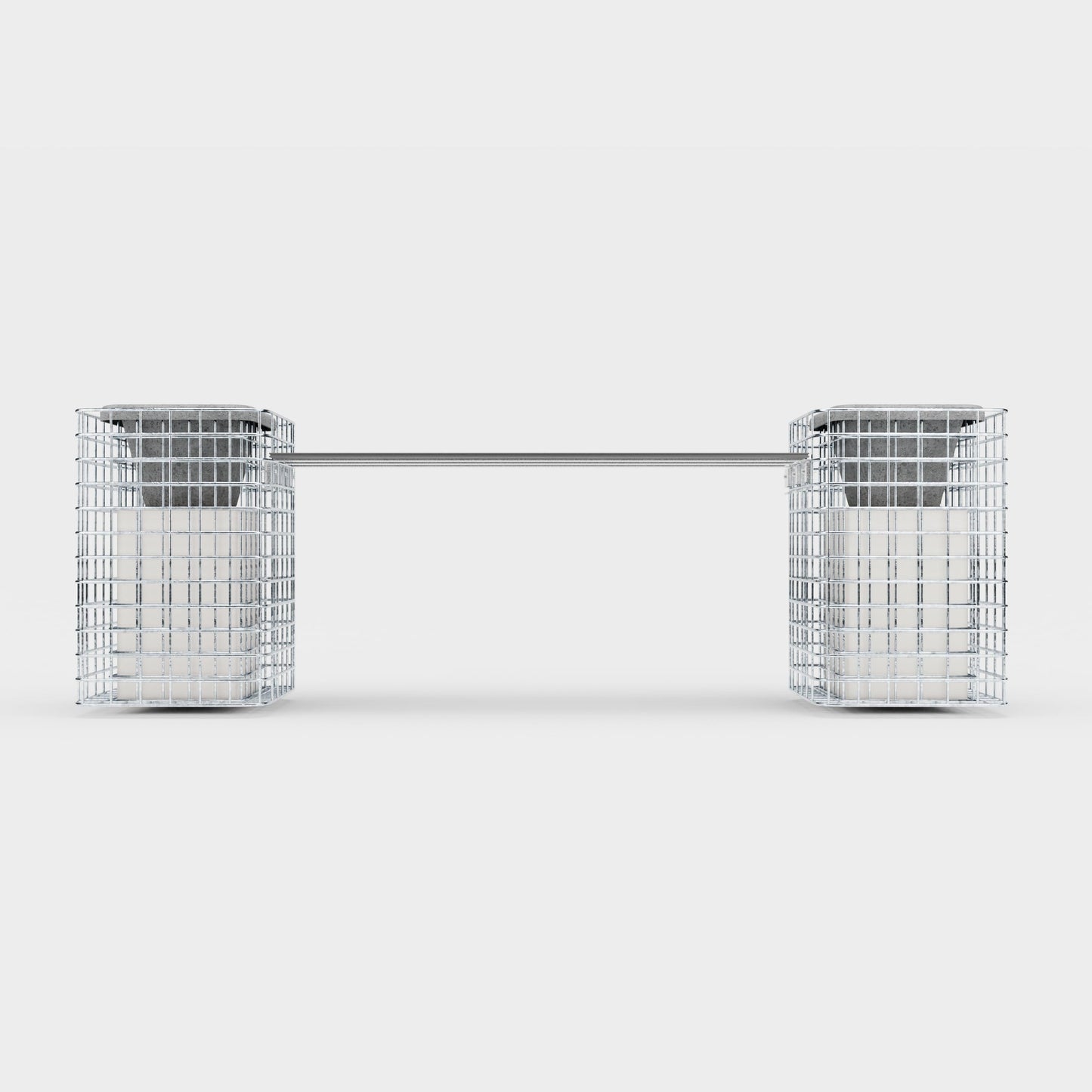 Banco de jardín 2 pilares para flores - 200 x 62 x 42 ( L x A x P) MW 5 x 5 cm galvanizado en caliente, con encimera reciclada en antracita