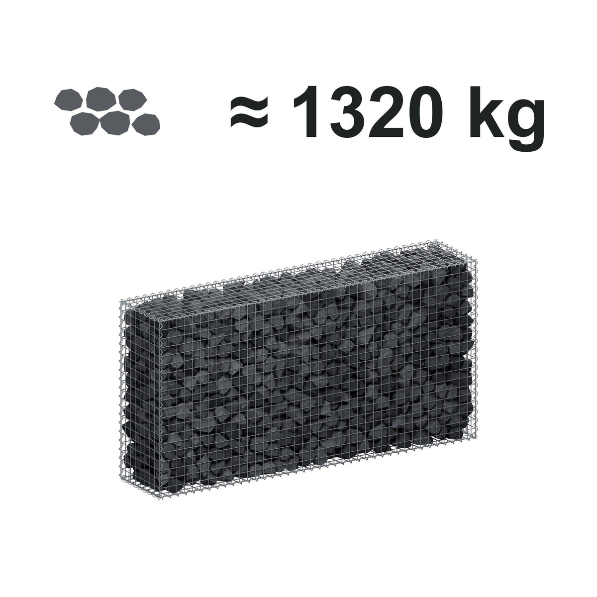 Gabion 200 cm x 100 cm x 40 cm (L x H x D), maskstorlek 5 cm x 5 cm, spiral