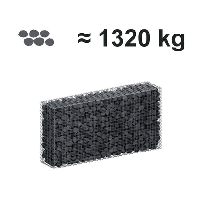 Gabion 200 cm x 100 cm x 40 cm (L x H x D), maskstorlek 5 cm x 5 cm, spiral