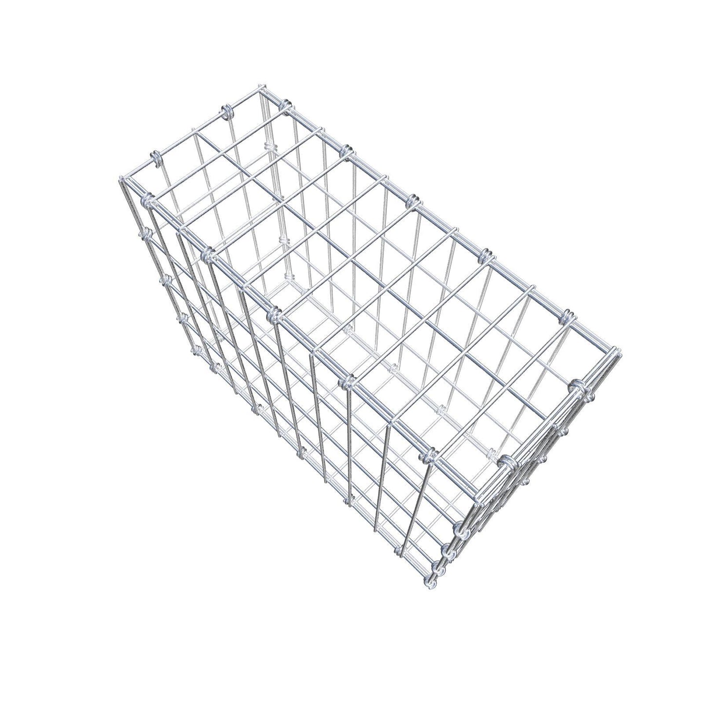 Gabião 50 cm x 40 cm x 20 cm (C x A x P), malhagem 5 x 10 cm, anel espiral