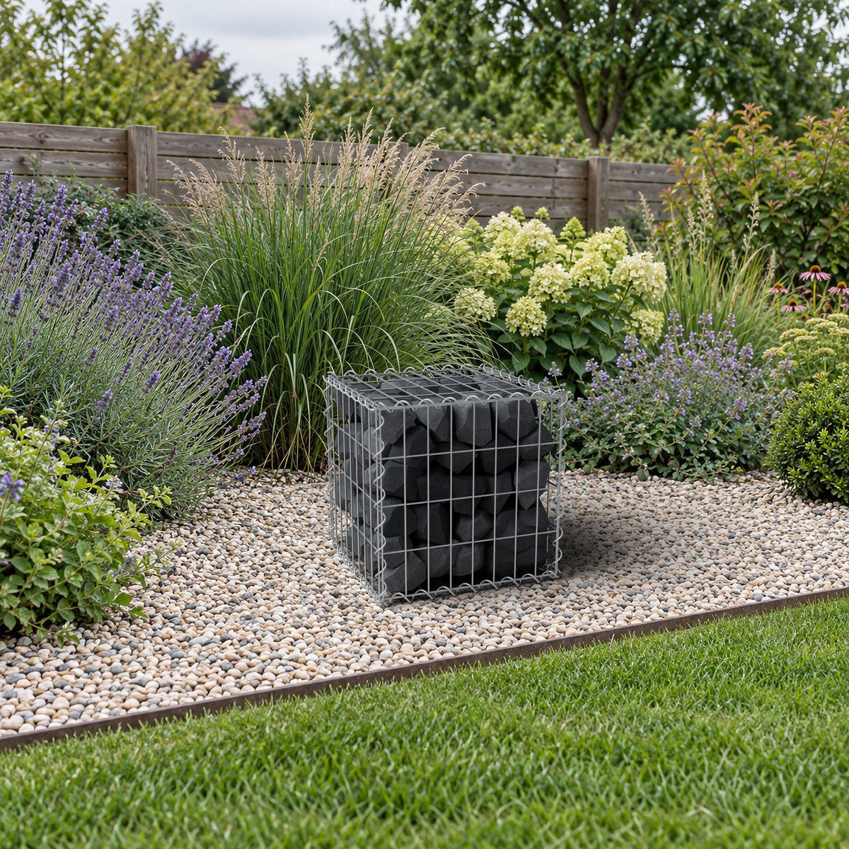 Gabion 40 cm x 40 cm x 40 cm (L x H x P), mailles 5 cm x 10 cm, spirale