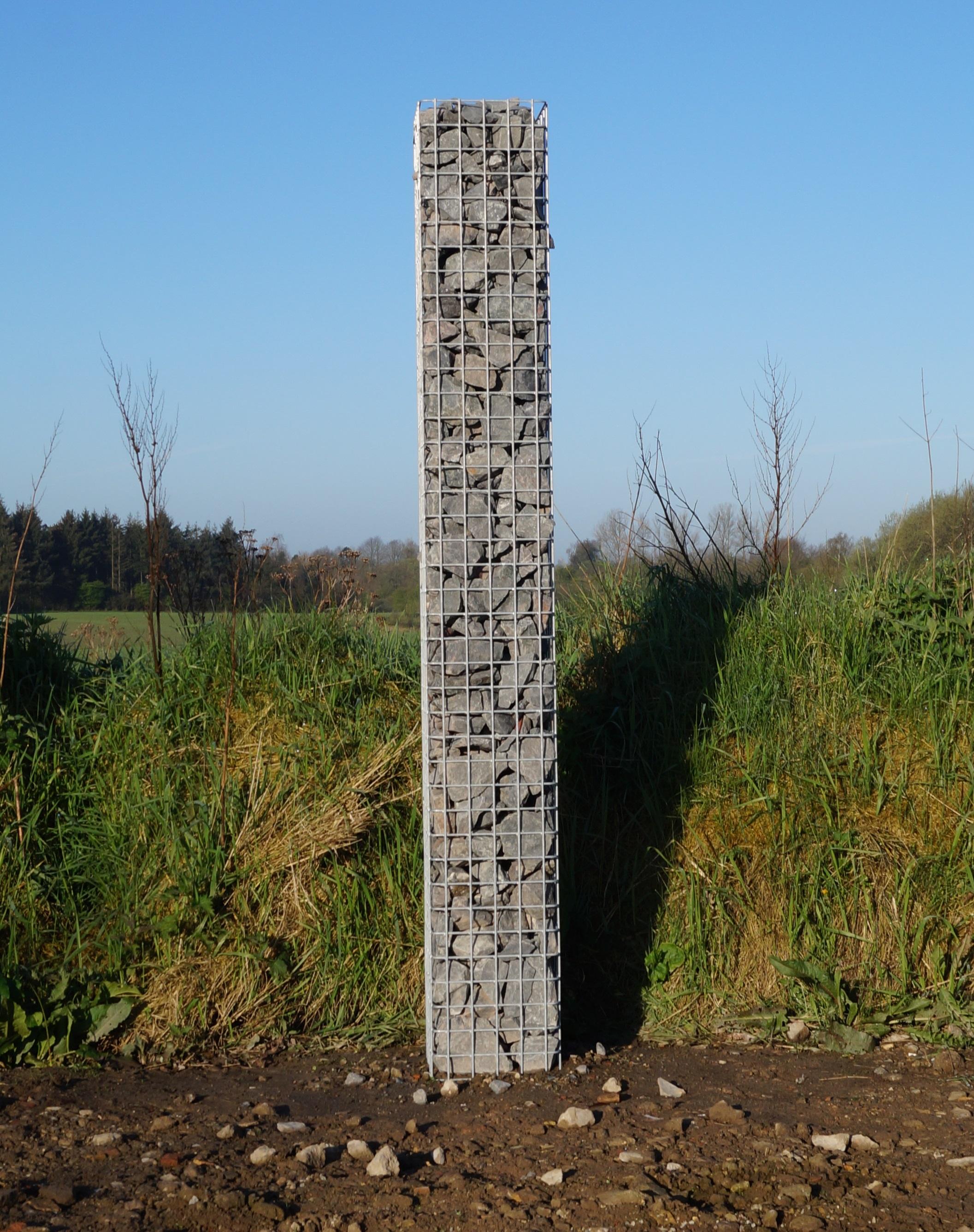 Colonna rettangolare in gabbione zincato a caldo, 27 cm x 27 cm, altezza 200 cm, MW 5 cm x 5 cm