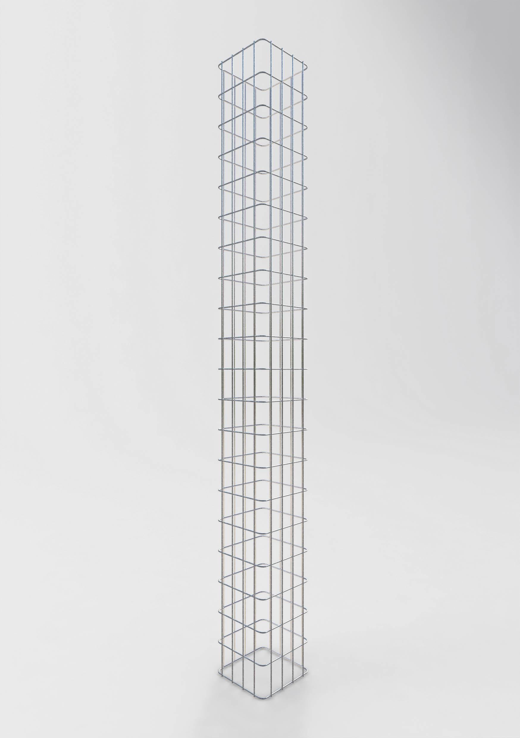 Colonna rettangolare in gabbione zincato a caldo, 22 cm x 22 cm, 200 cm di altezza, MW 5 cm x 10 cm