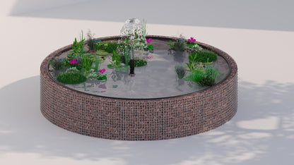 Gabion bassin surélevé rond, diamètre extérieur 202 cm, hauteur 80 cm, mailles 5 x 5 cm, épaisseur de paroi 15 cm