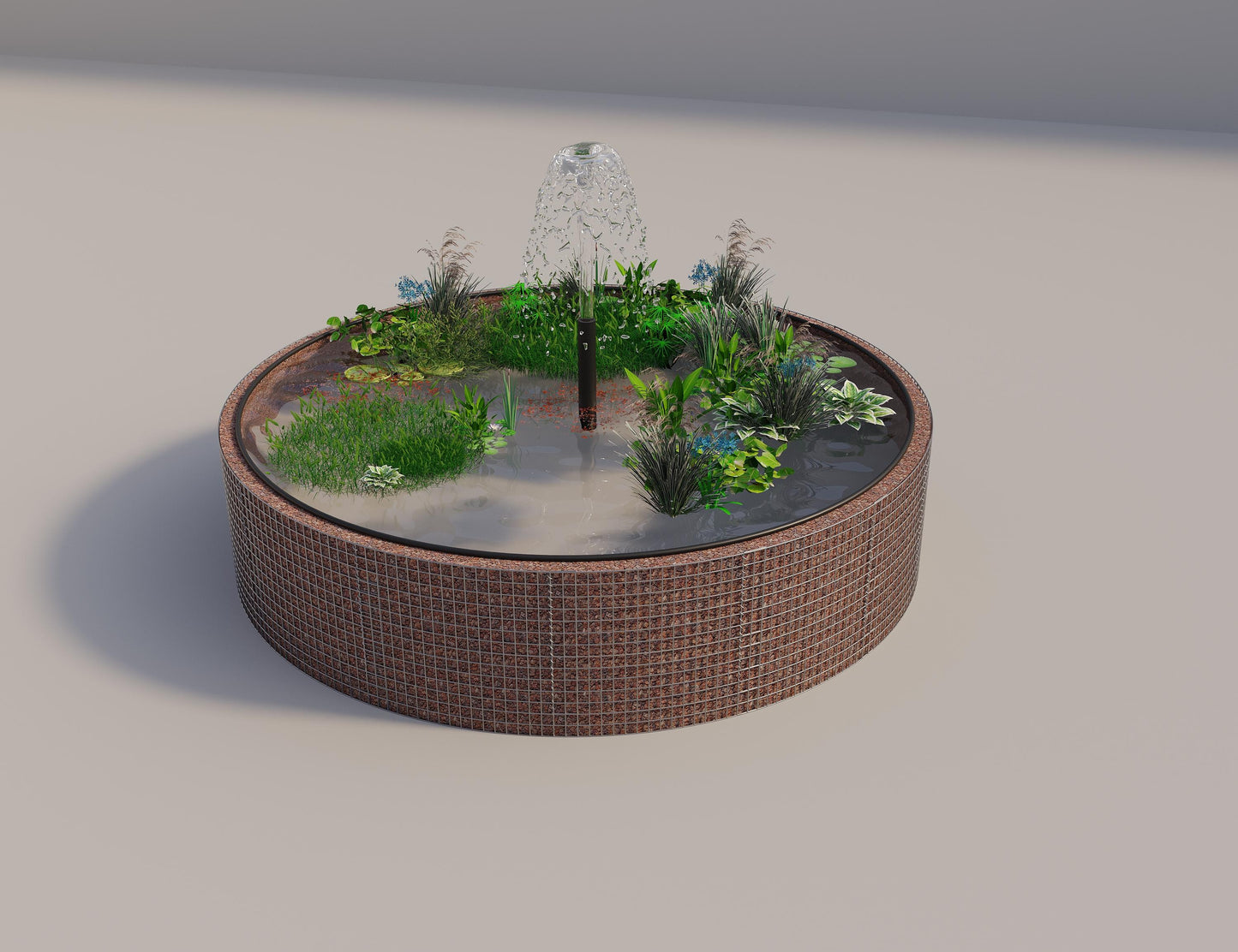 Gabion bassin surélevé rond, diamètre extérieur 352 cm, hauteur 80 cm, mailles 5 x 5 cm, épaisseur de paroi 15 cm