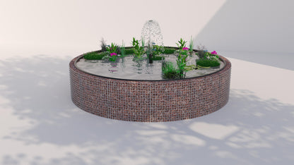 Gabion bassin surélevé rond, diamètre extérieur 202 cm, hauteur 80 cm, mailles 5 x 5 cm, épaisseur de paroi 15 cm