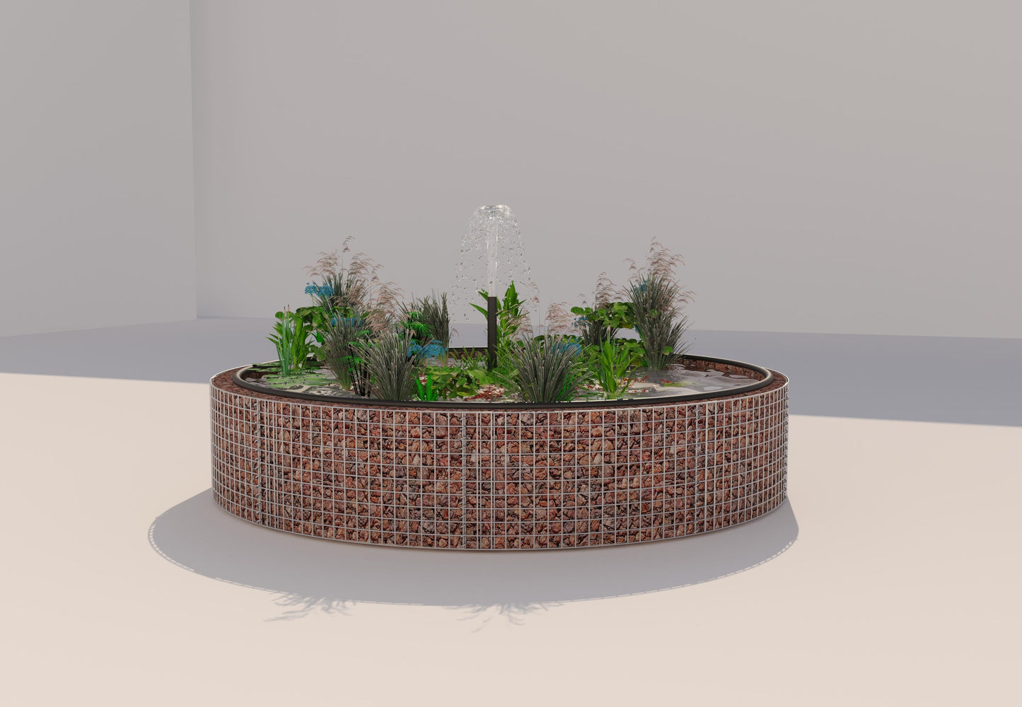 Gabion bassin surélevé rond, diamètre extérieur 232 cm, hauteur 50 cm, mailles 5 x 5 cm, épaisseur de paroi 15 cm