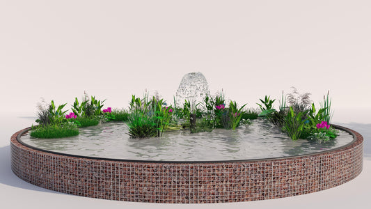 Gabionupphöjd damm, rund, ytterdiameter 292 cm, höjd 50 cm, maskstorlek 5 x 5 cm, väggtjocklek 15 cm