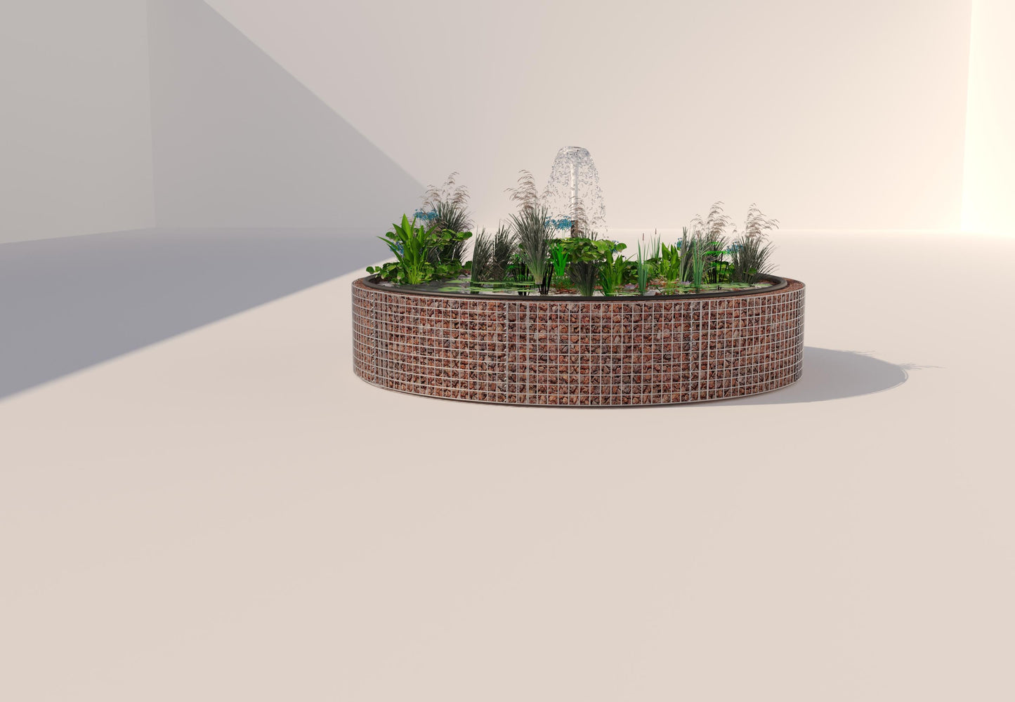 Gabion bassin surélevé rond, diamètre extérieur 232 cm, hauteur 50 cm, mailles 5 x 5 cm, épaisseur de paroi 15 cm