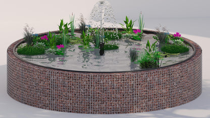 Gabion bassin surélevé rond, diamètre extérieur 202 cm, hauteur 80 cm, mailles 5 x 5 cm, épaisseur de paroi 15 cm